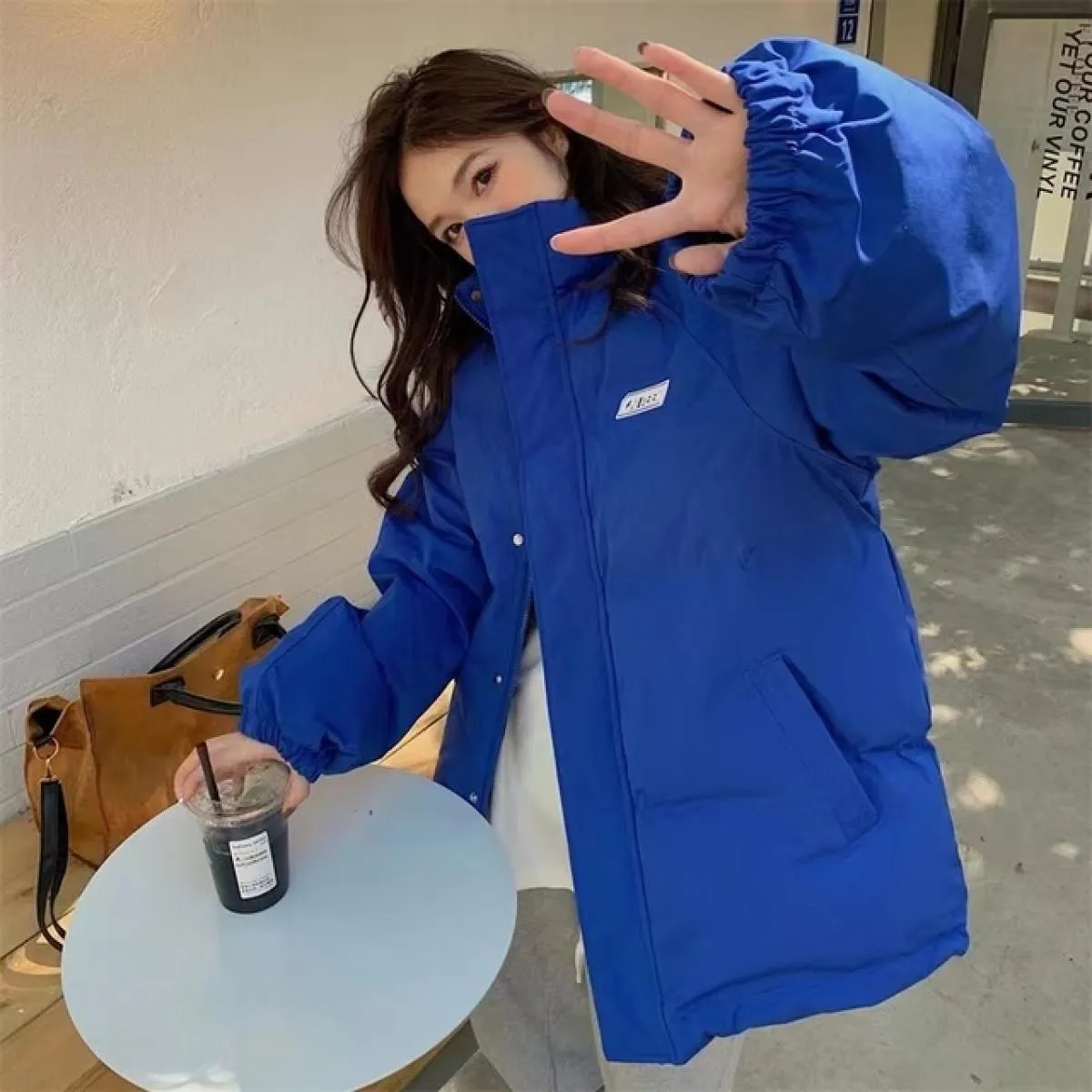 2022 piumino invernale in cotone da donna giacca imbottita allentata solida Parka imbottito Casual femminile cerniera nera ispes