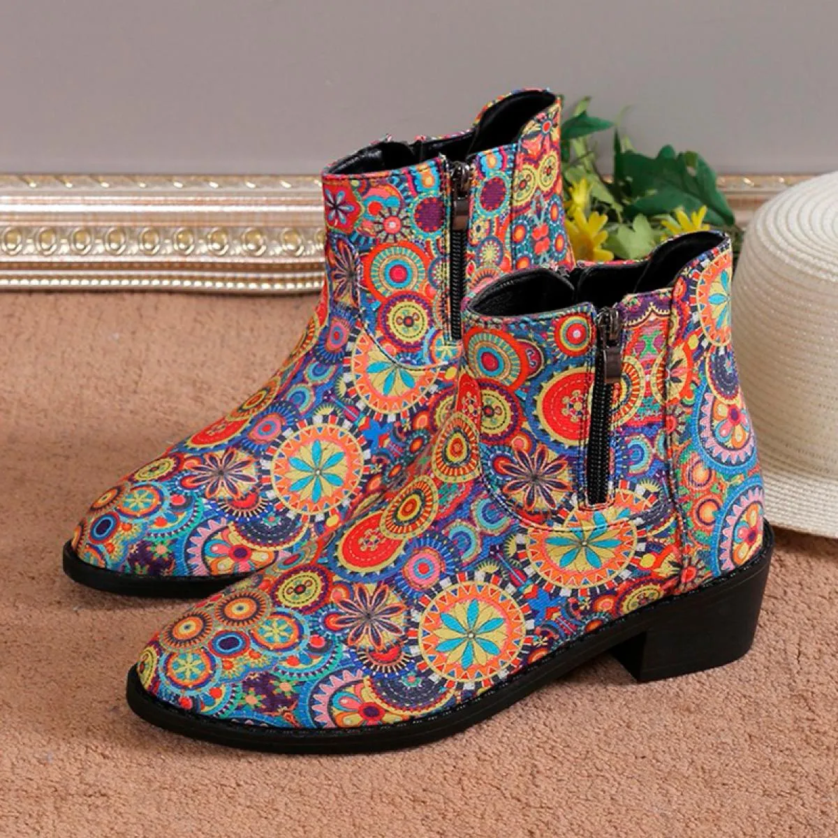 2023 Stivali Chelsea da donna Scarpe con tacco medio Chunky Trend Inverno Nuovi stivali gladiatore alla caviglia con punta a pun