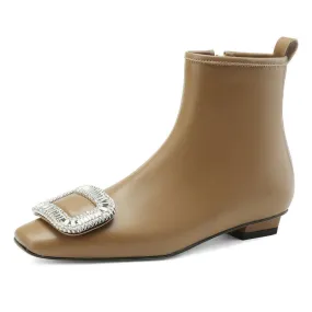 2024 Stivaletti da donna di base Autunno Inverno Classico tacco basso Scarpe in vera pelle da donna Abito da donna da ufficio Ta