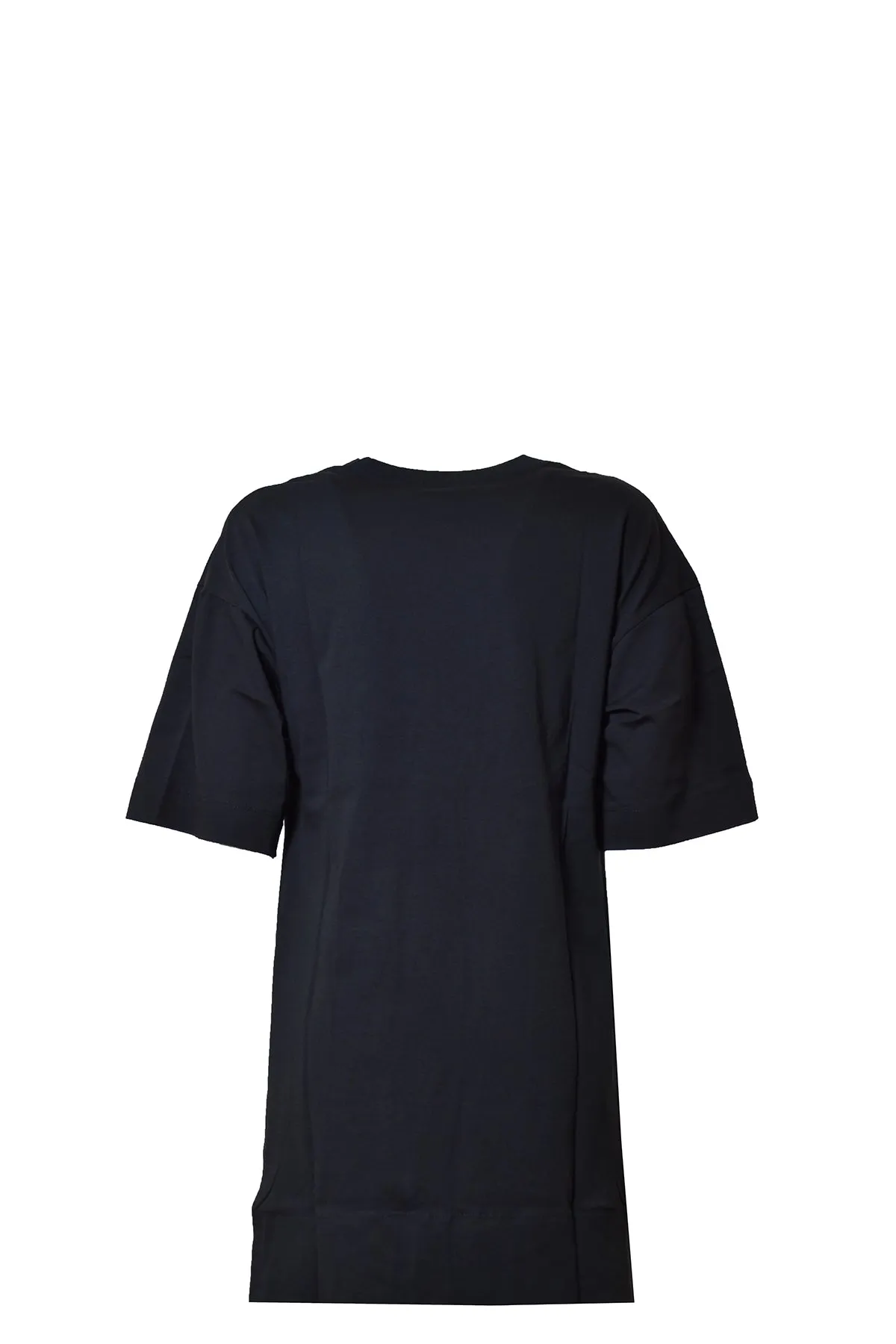 Abito corto in cotone nero con stampa logo N°21 Junior