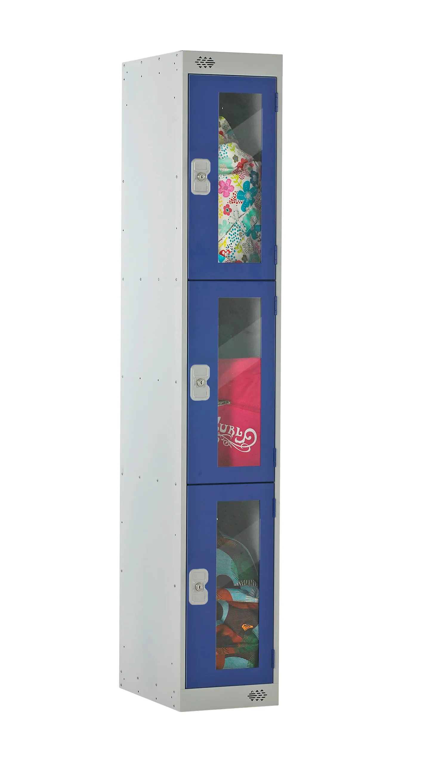 Armadietto Acciaio Blu, Grigio chiaro RS PRO 3 porta No, 1800 mm x 300 mm x 300mm