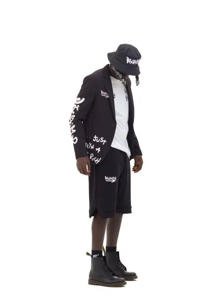 Bermuda Uomo DISCLAIMER Stampa Logo 51633 Nero