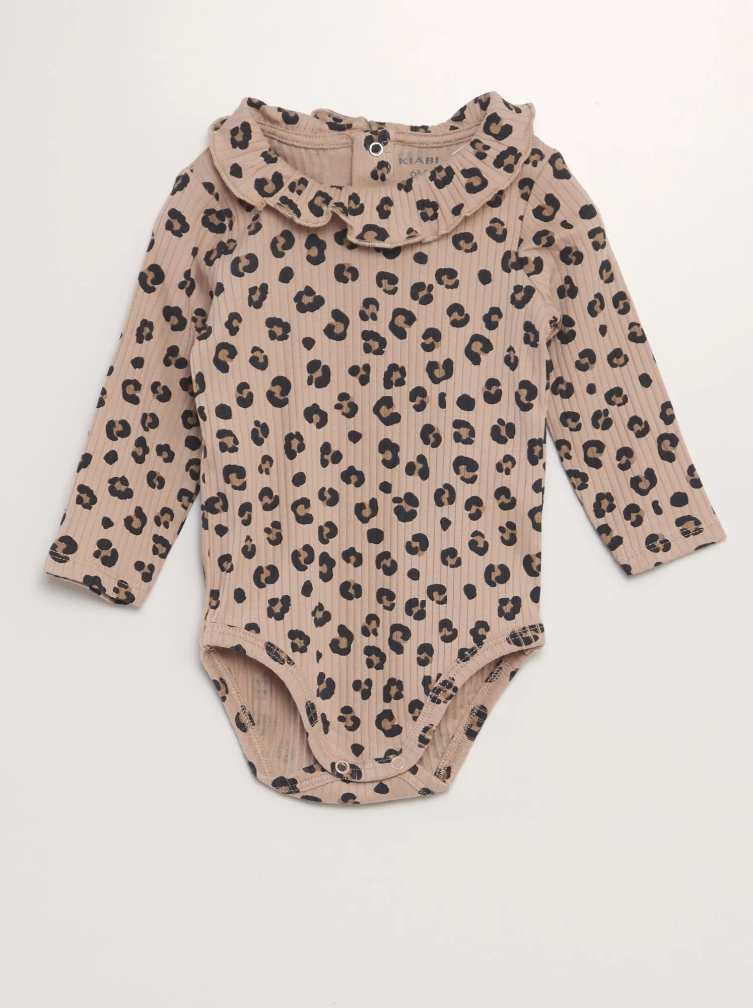 Body con colletto arricciato - BEIGE