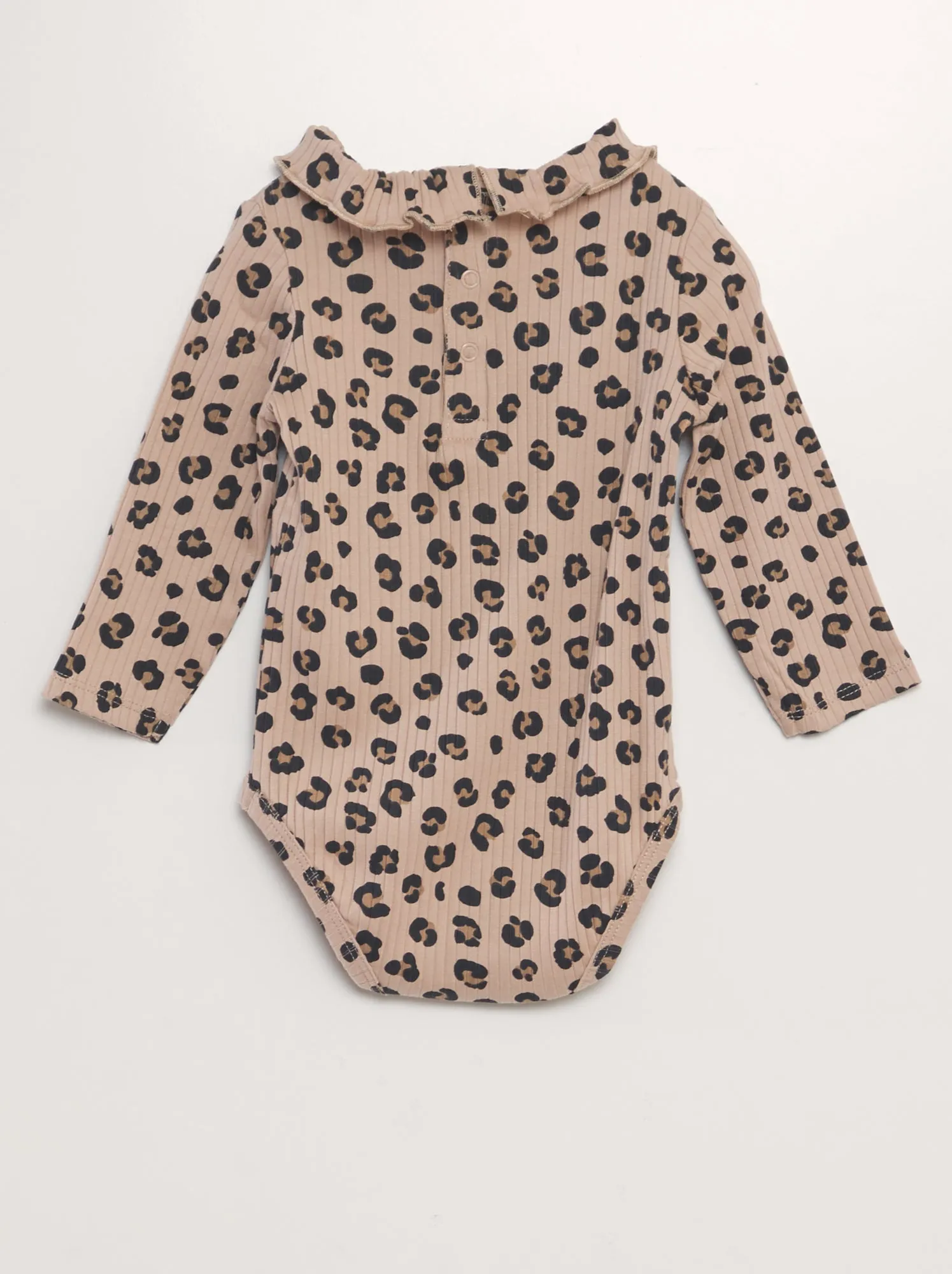 Body con colletto arricciato - BEIGE