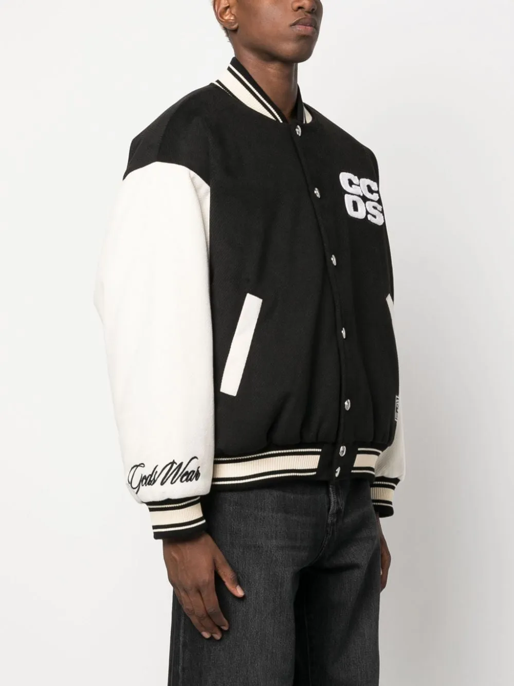 Bomber bicolore con applicazione in nero - uomo