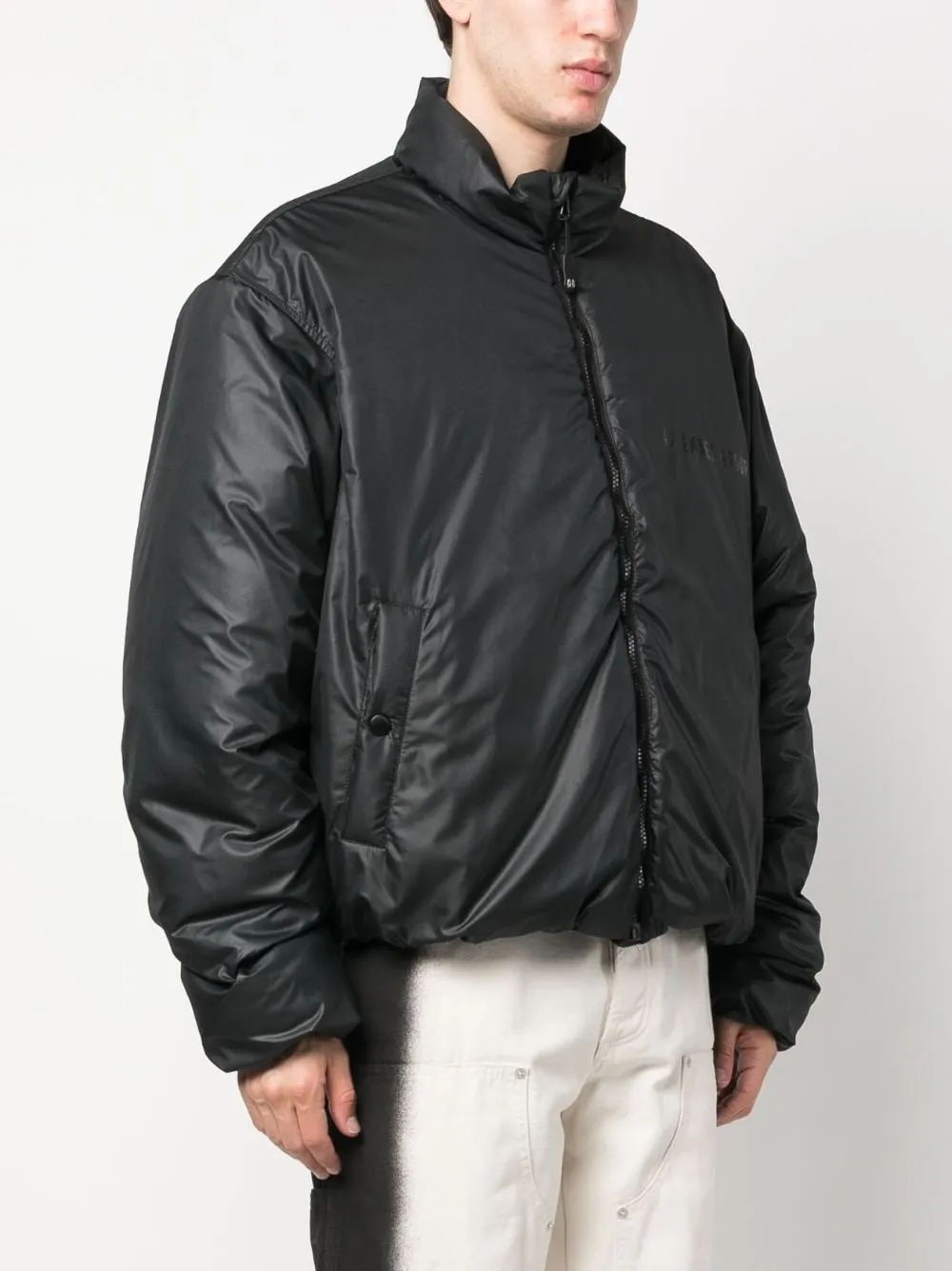 Bomber con stampa in nero - uomo