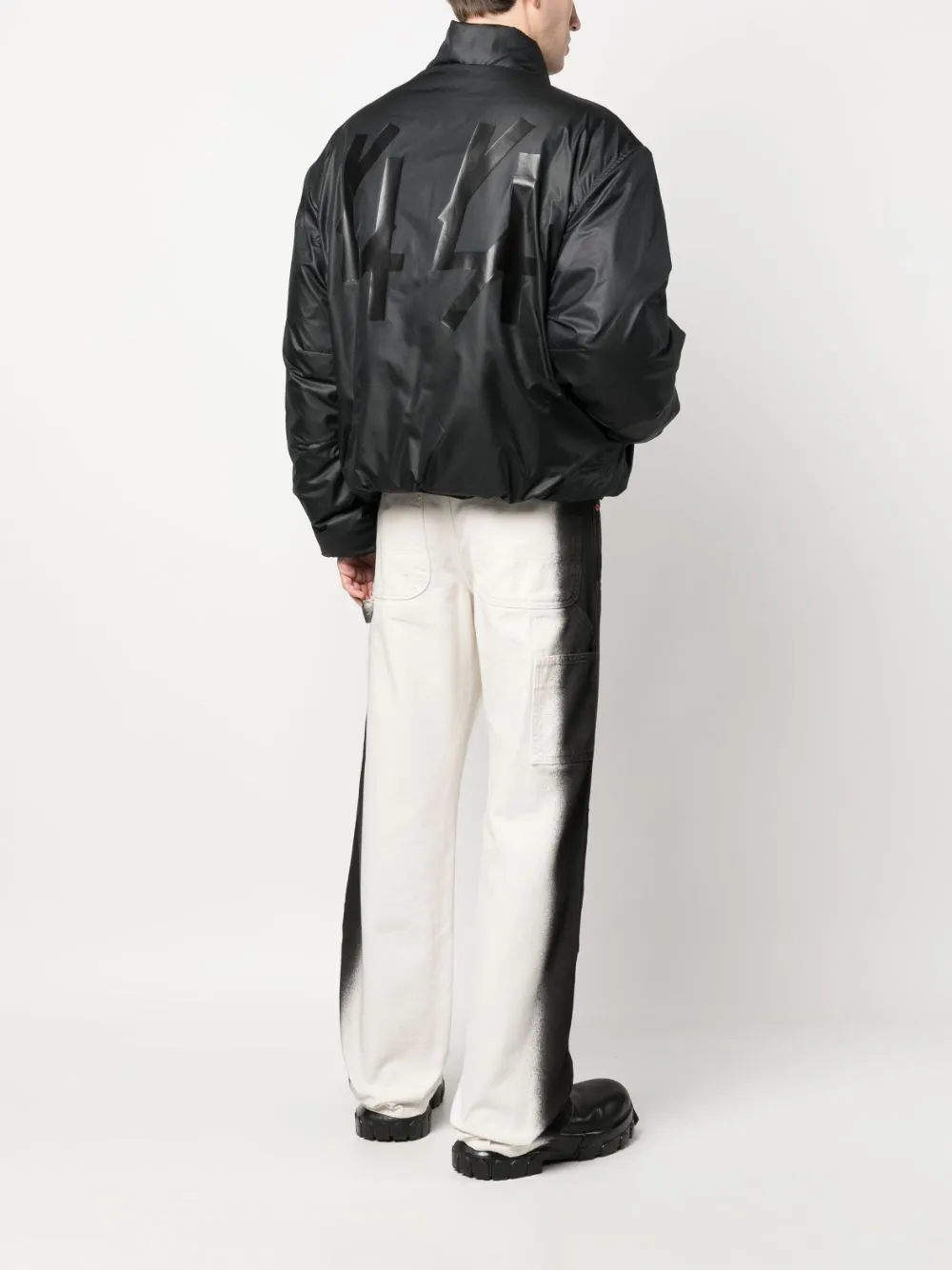 Bomber con stampa in nero - uomo