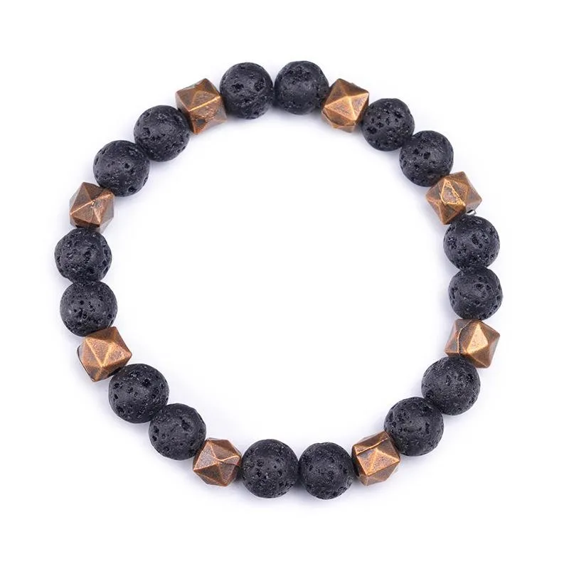 Bracciale uomo pietra dura lavica nera braccialetto