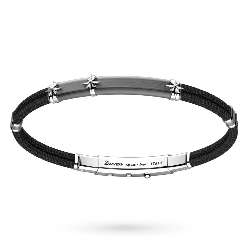 Bracciale Zancan ESB064-NE kevlar nero placca argento satinato nero