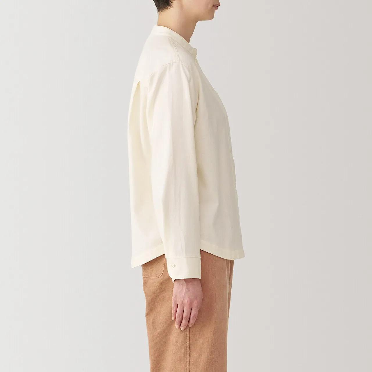 Camicia da donna in flanella spazzolata doppia con collo alto