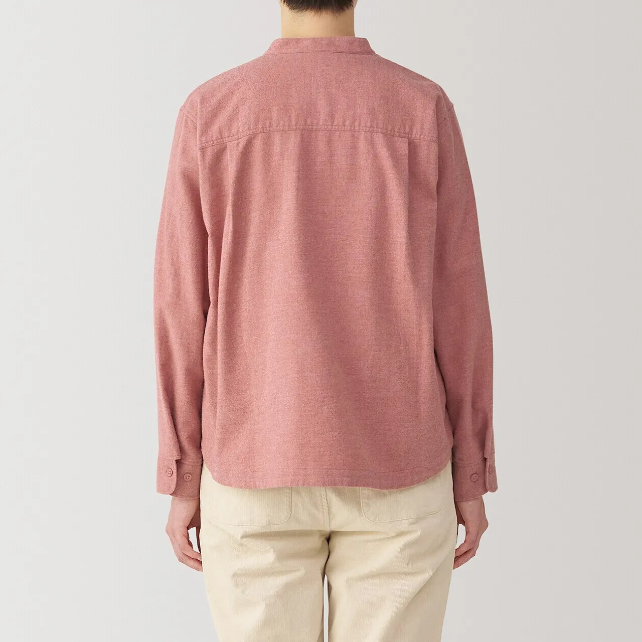 Camicia da donna in flanella spazzolata doppia con collo alto