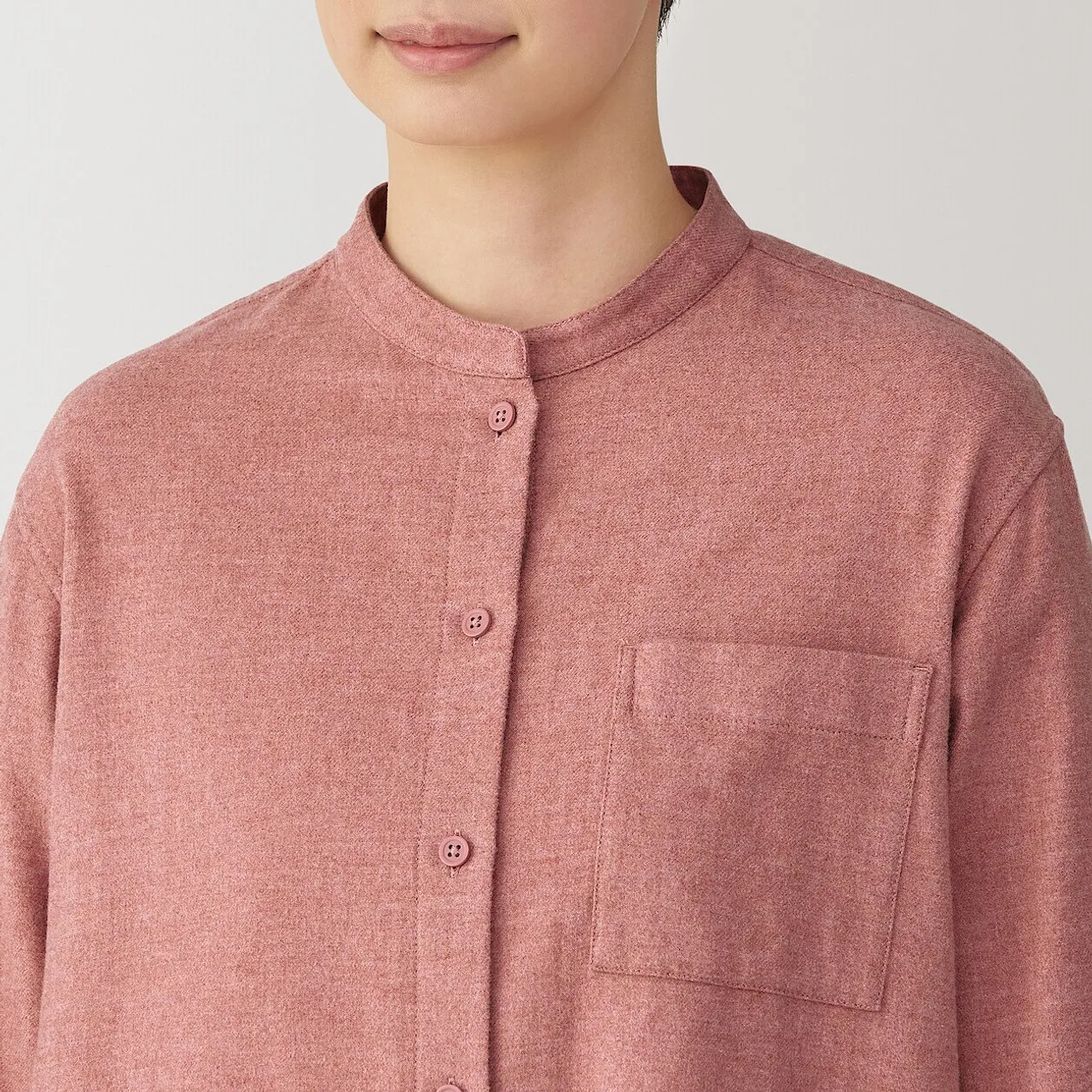 Camicia da donna in flanella spazzolata doppia con collo alto