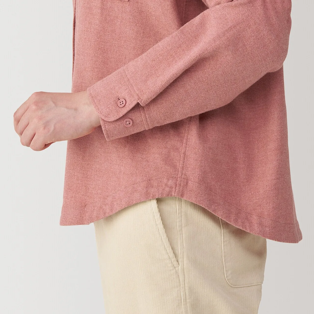Camicia da donna in flanella spazzolata doppia con collo alto