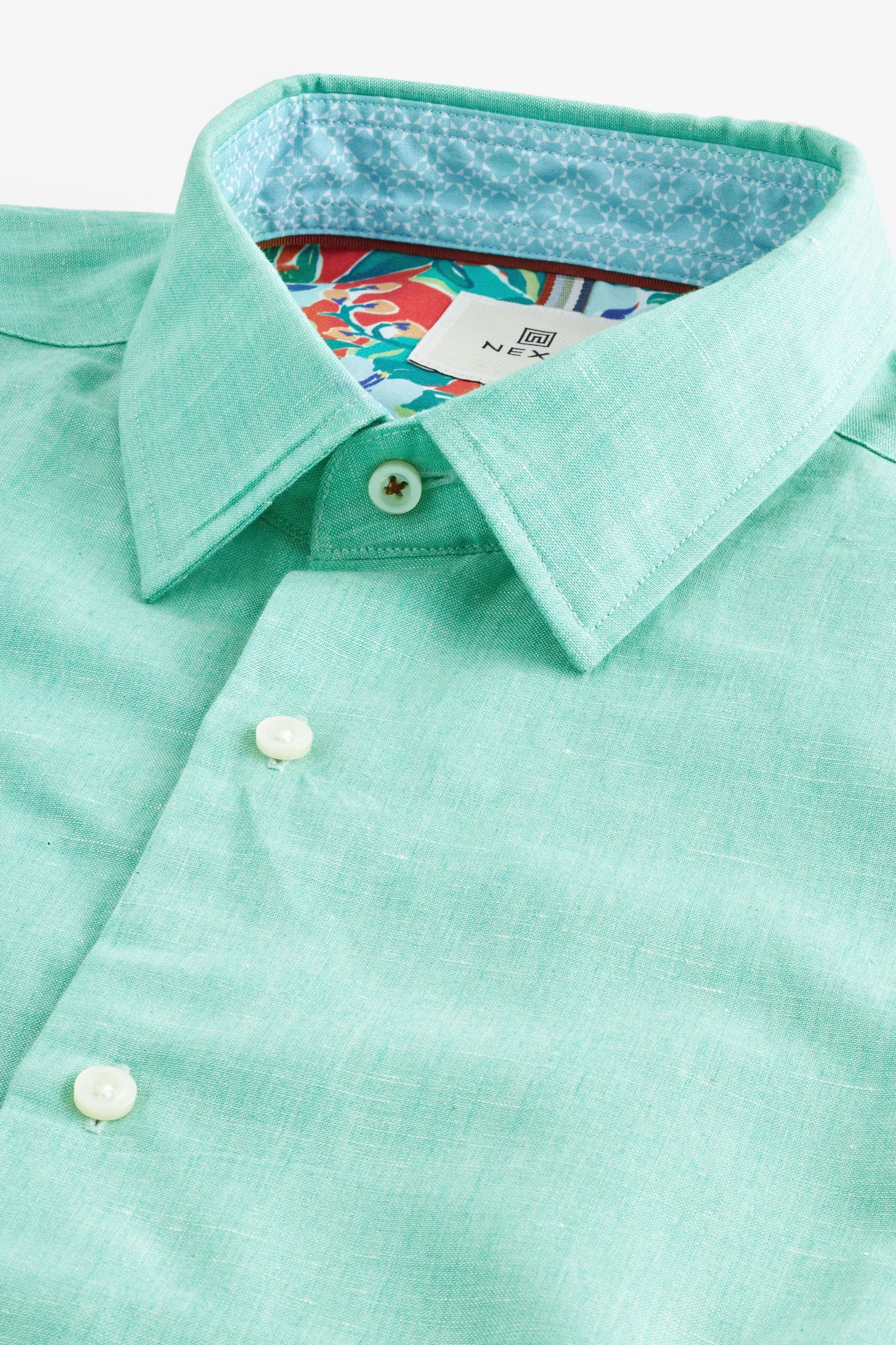 Camicia in Blend Manica corta di lino rifinita    