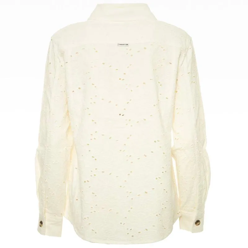 Camicia in twill con ricamo sangallo 