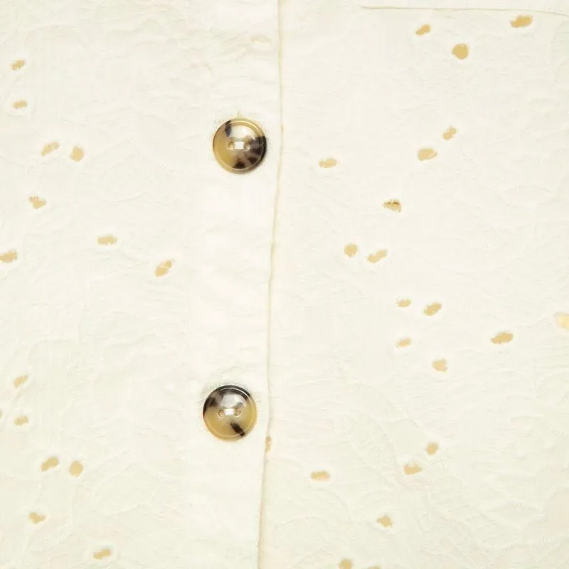 Camicia in twill con ricamo sangallo 