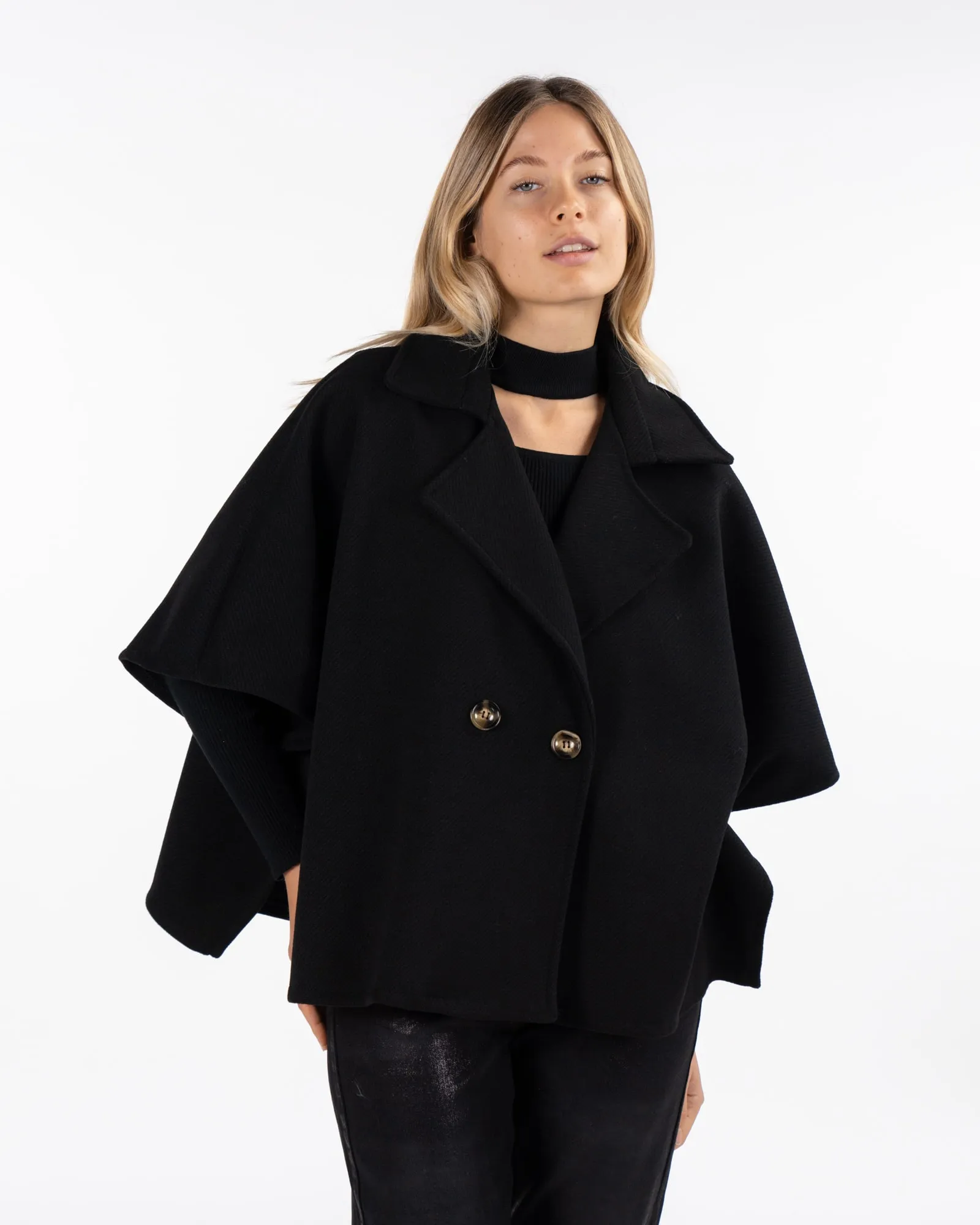 Cappotto a mantella - NERO