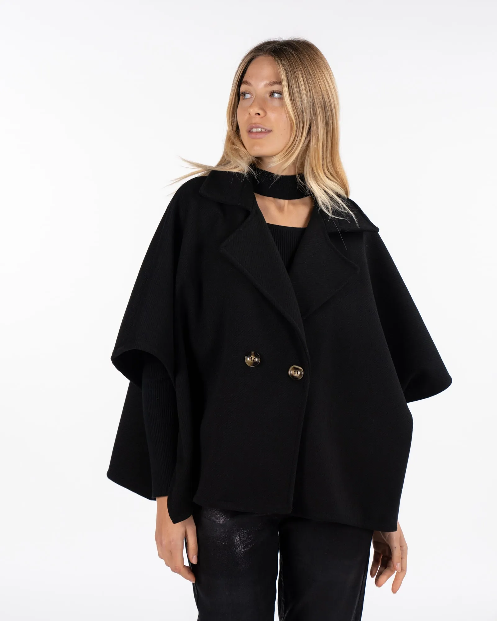 Cappotto a mantella - NERO