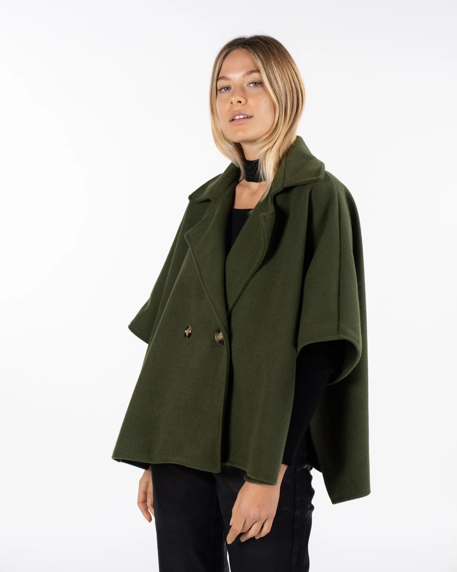 Cappotto a mantella - VERDE OLIVA
