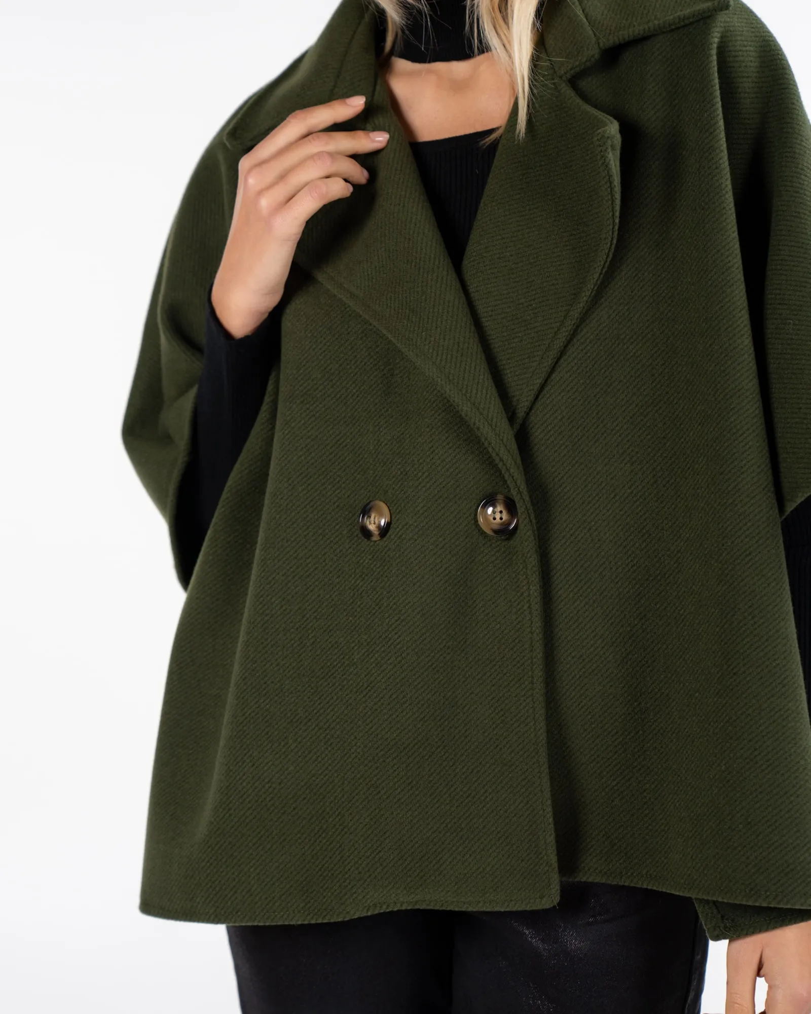 Cappotto a mantella - VERDE OLIVA