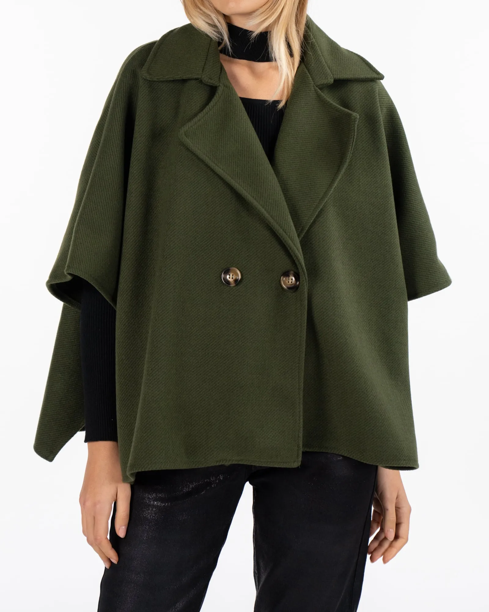 Cappotto a mantella - VERDE OLIVA