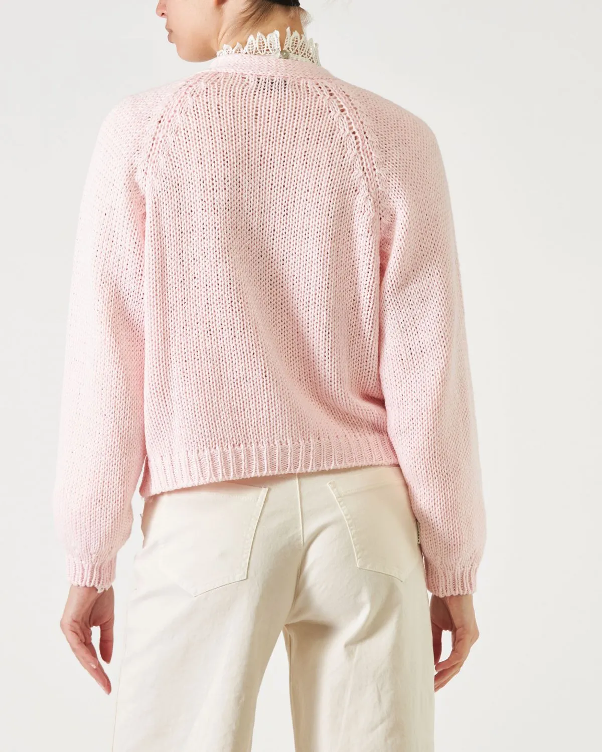 Cardigan crop di colore cipria