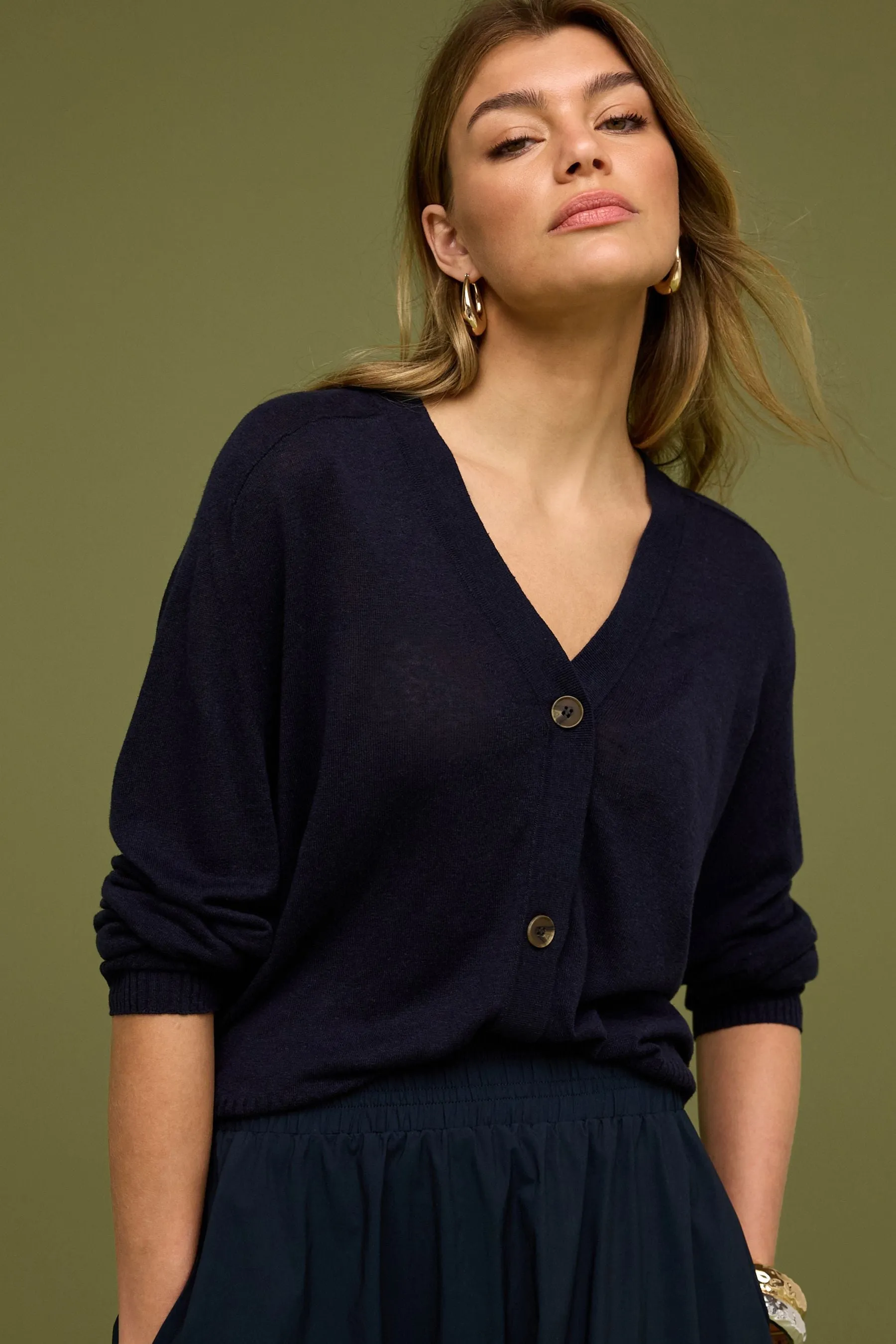 Cardigan in lino con bottoni