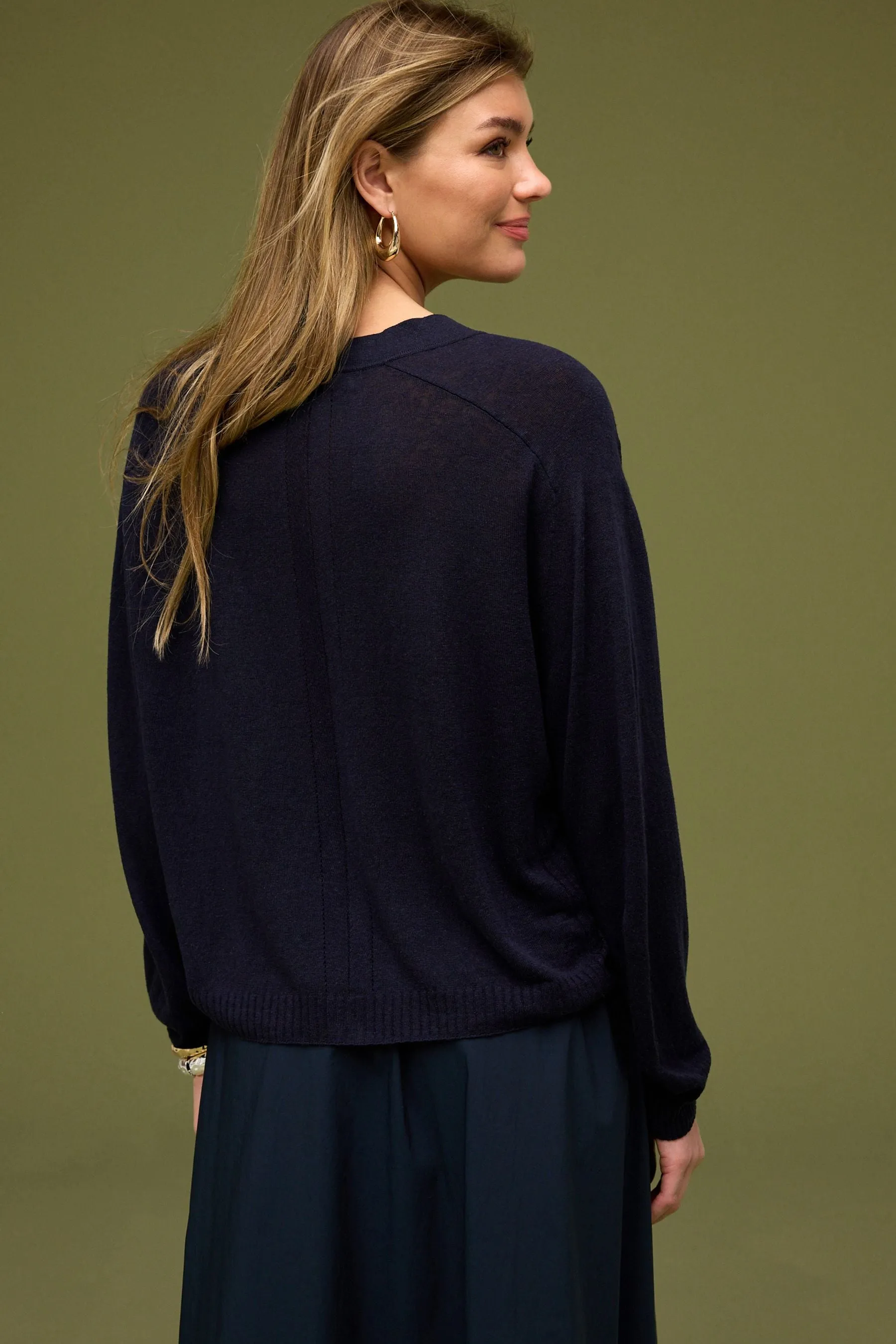 Cardigan in lino con bottoni