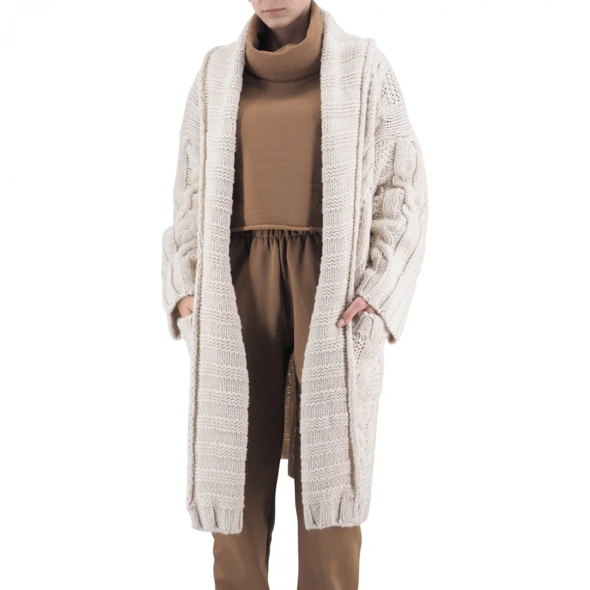Cardigan In Maglia Trama Intrecciata