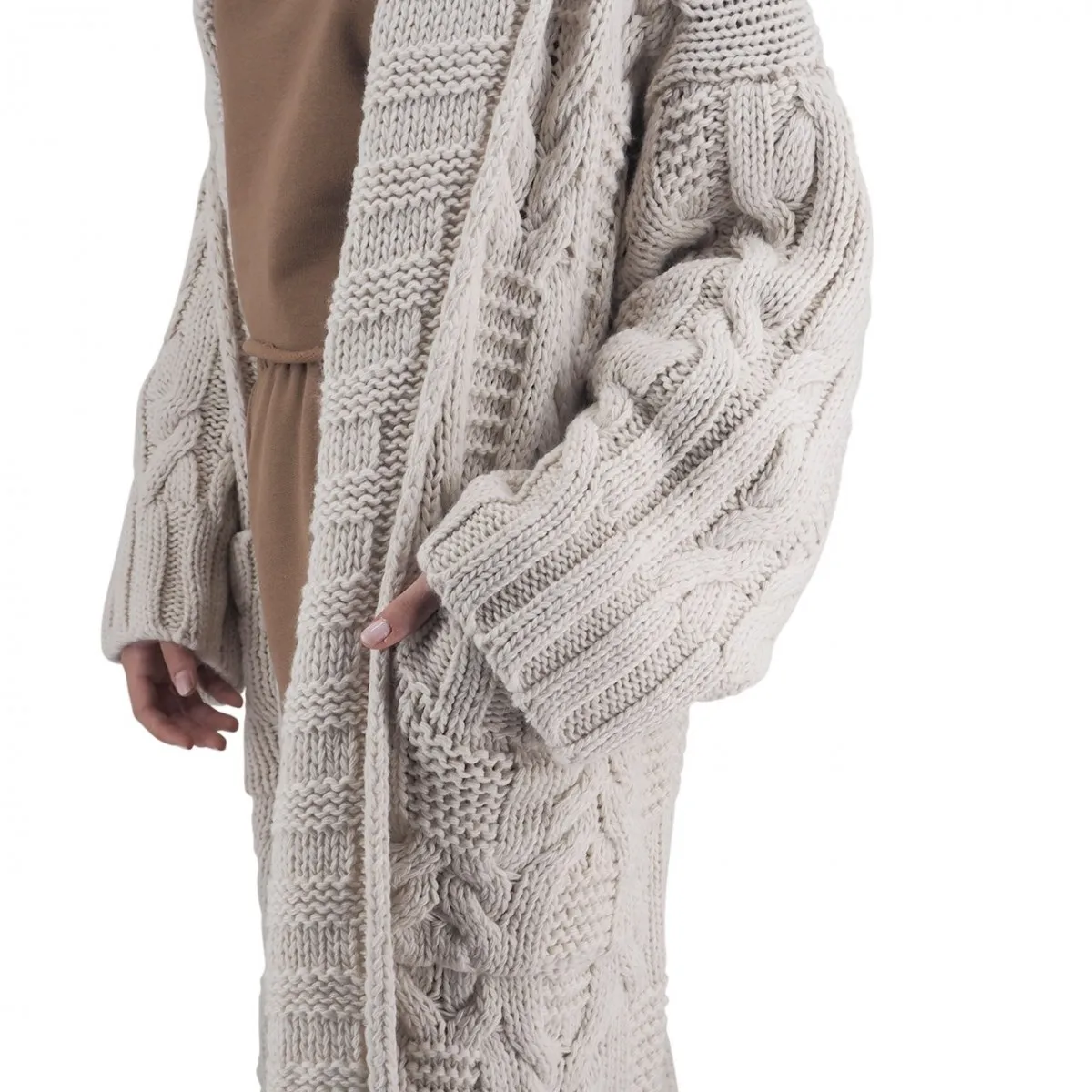 Cardigan In Maglia Trama Intrecciata