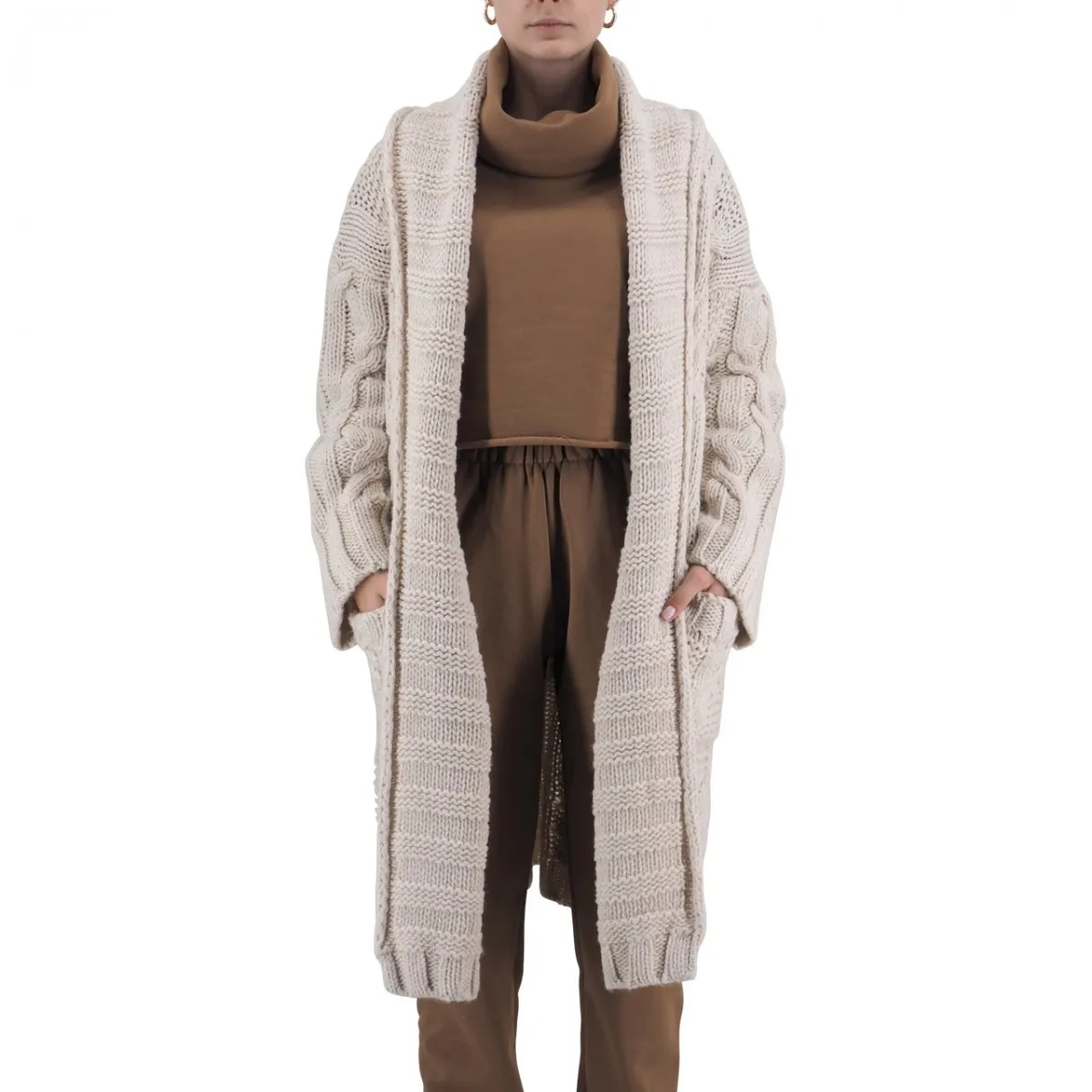 Cardigan In Maglia Trama Intrecciata