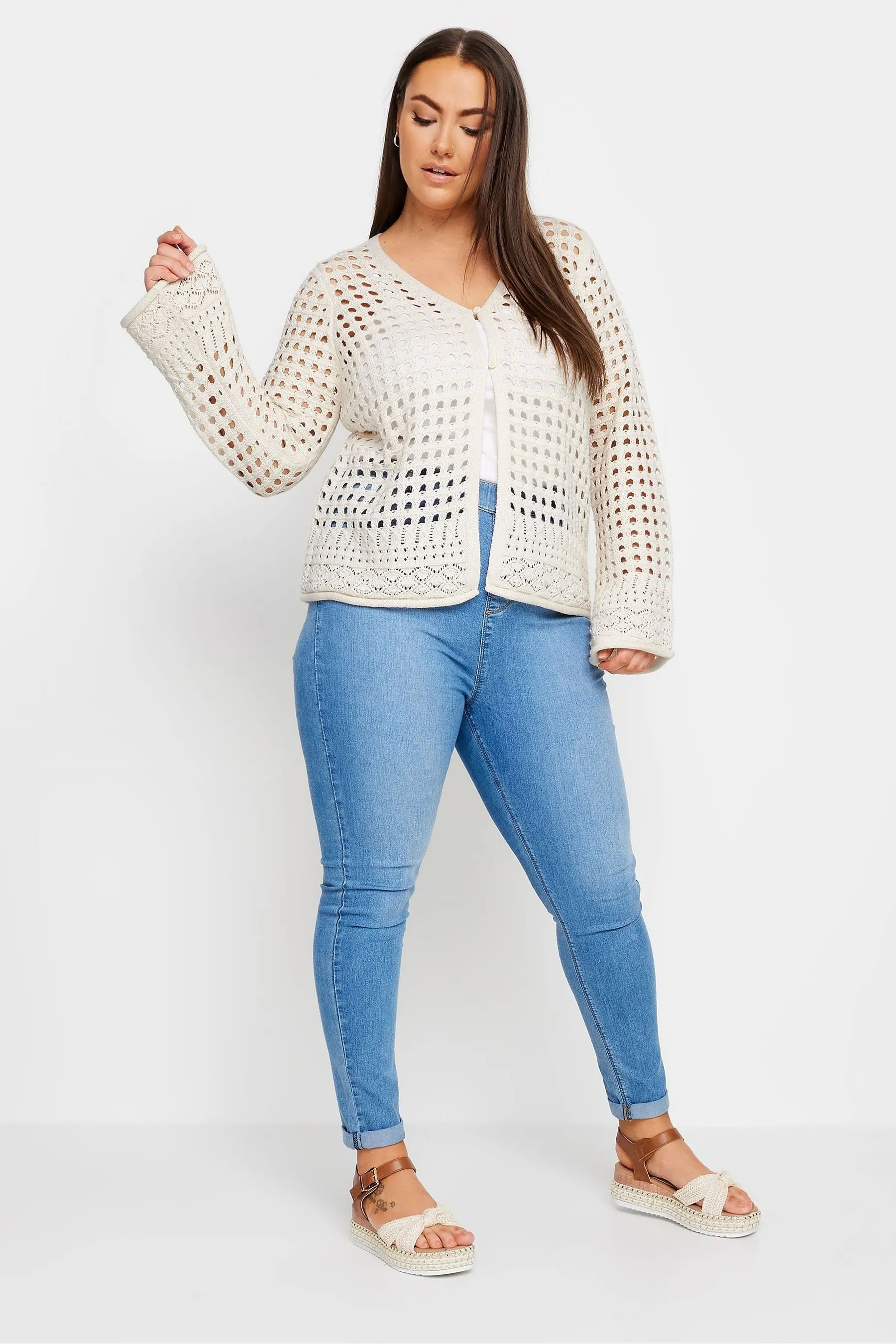 Cardigan Yours Curve Con bottoni all'uncinetto