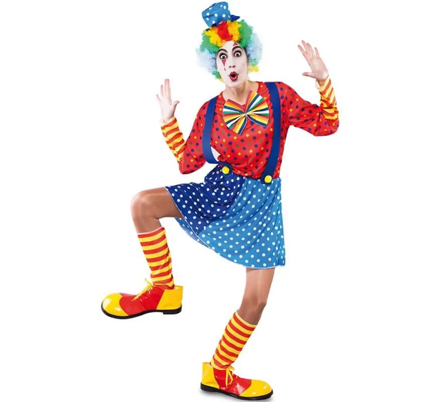 Costume da clown con pois per donna