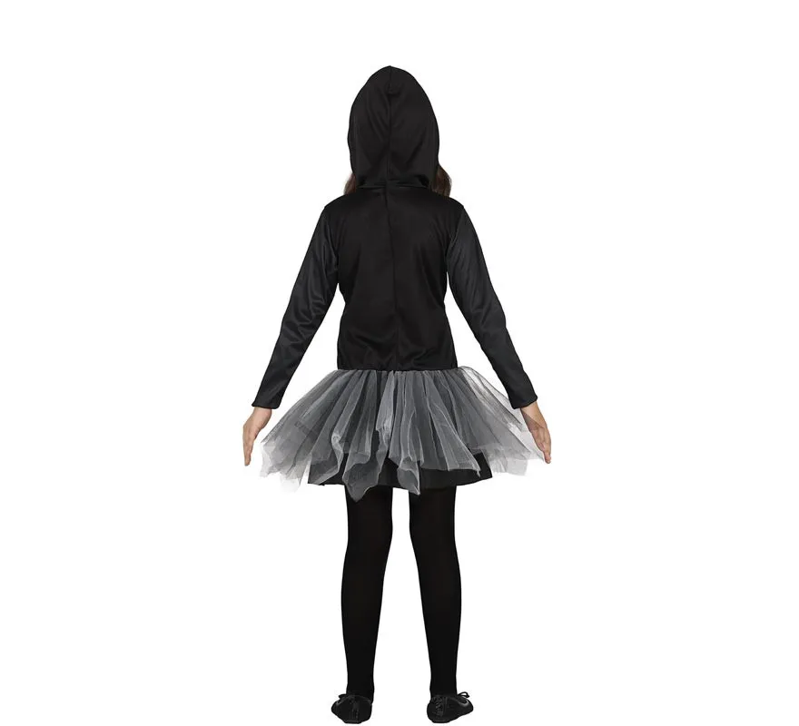Costume da scheletro con cappuccio grigio per ragazza