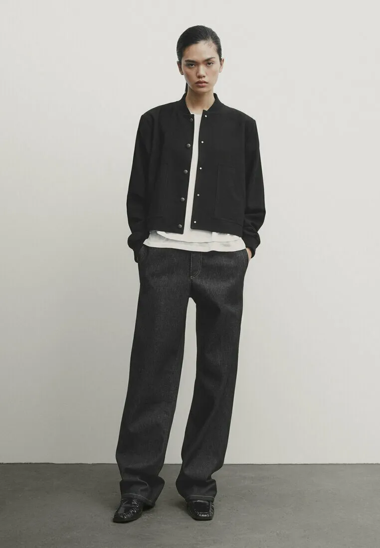 CROPPED WITH SNAP BUTTONS - Giubbotto Bomber