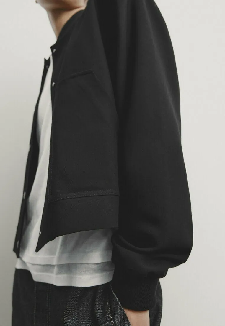 CROPPED WITH SNAP BUTTONS - Giubbotto Bomber