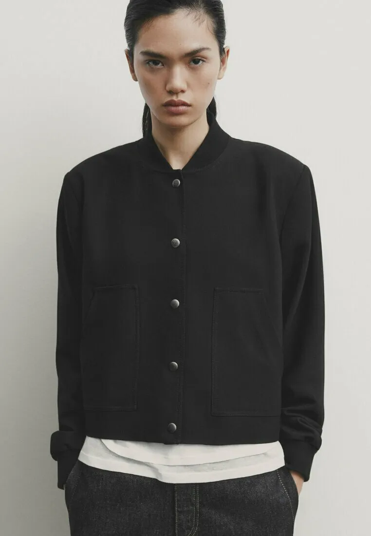 CROPPED WITH SNAP BUTTONS - Giubbotto Bomber
