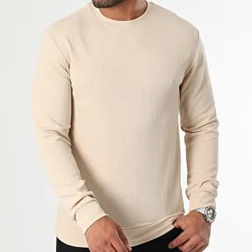 Felpa girocollo Waffle Textured 0544 Beige chiaro