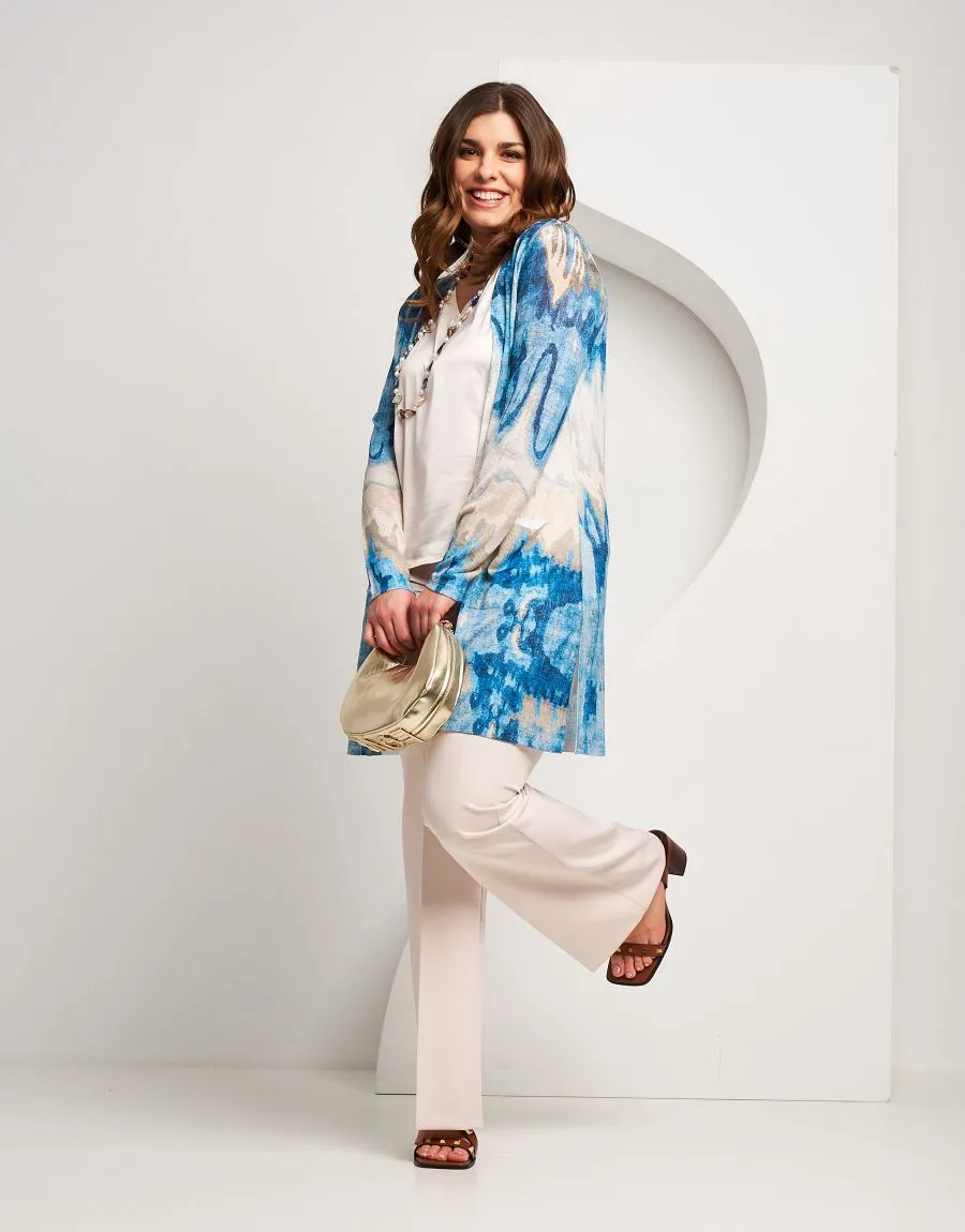 Giacca lunga fantasia con tasche