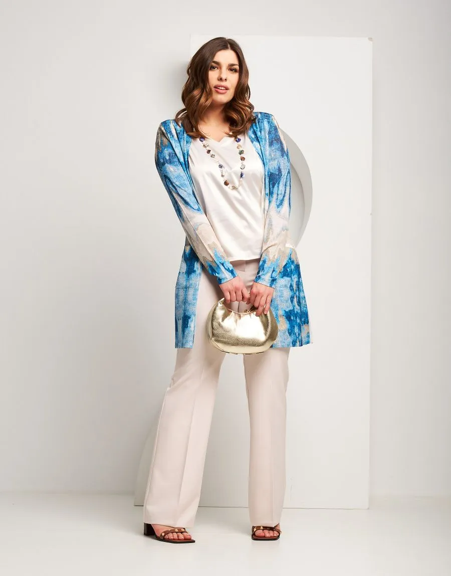 Giacca lunga fantasia con tasche
