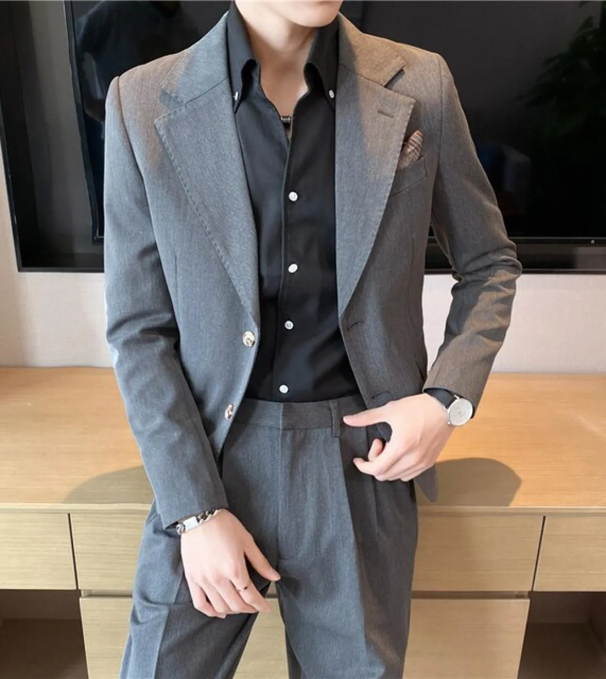 Giacca  pantaloni Primavera ed estate Nuova moda da boutique Abito da uomo formale da uomo Set da 2 pezzi Abito da sposa da s