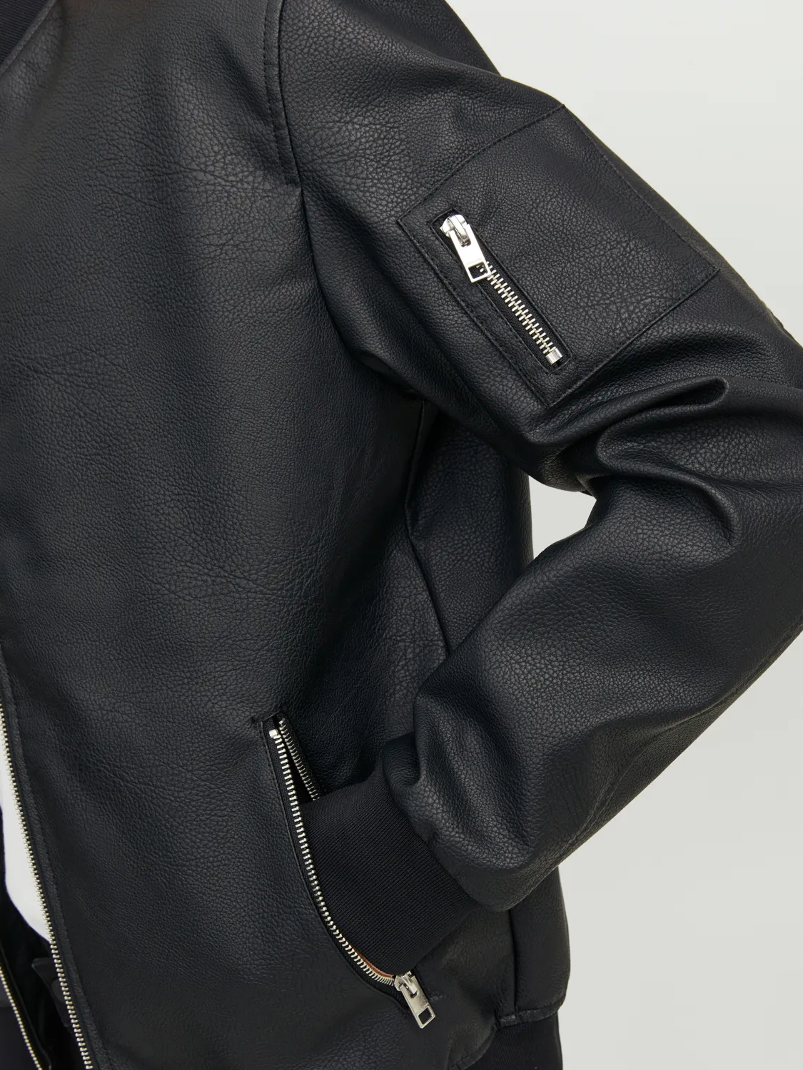Giubbino uomo bomber ROCKY nero ecopelle