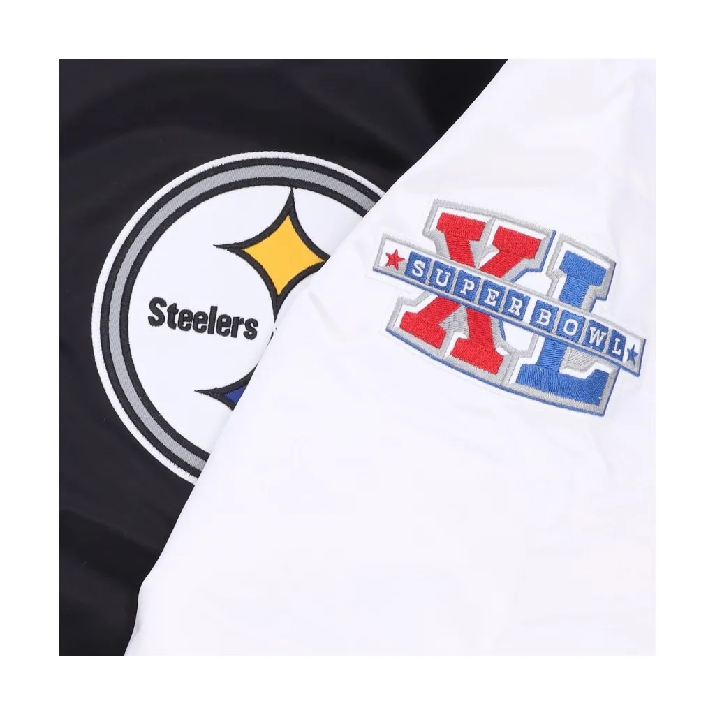 giubbotto bomber uomo nfl team origins varsity satin jacket pitste BLACK/WHITE