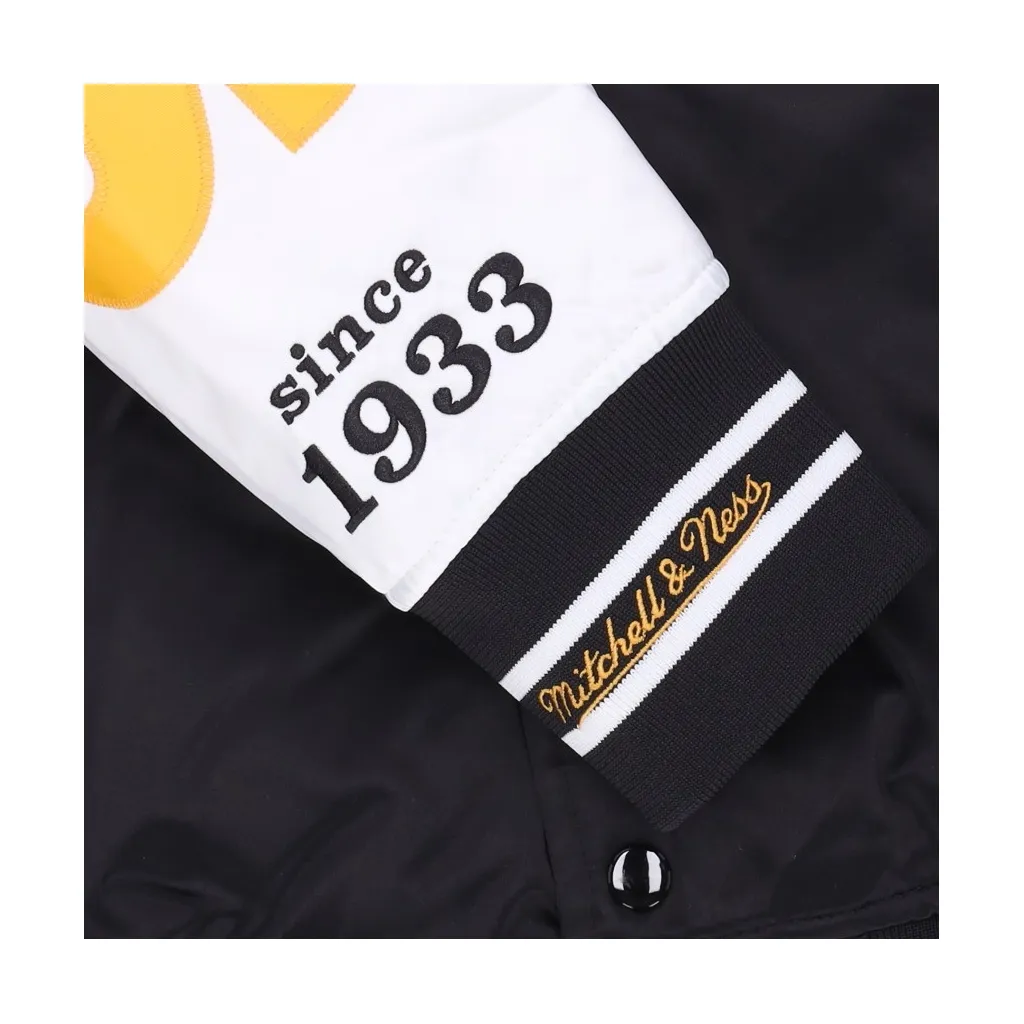 giubbotto bomber uomo nfl team origins varsity satin jacket pitste BLACK/WHITE
