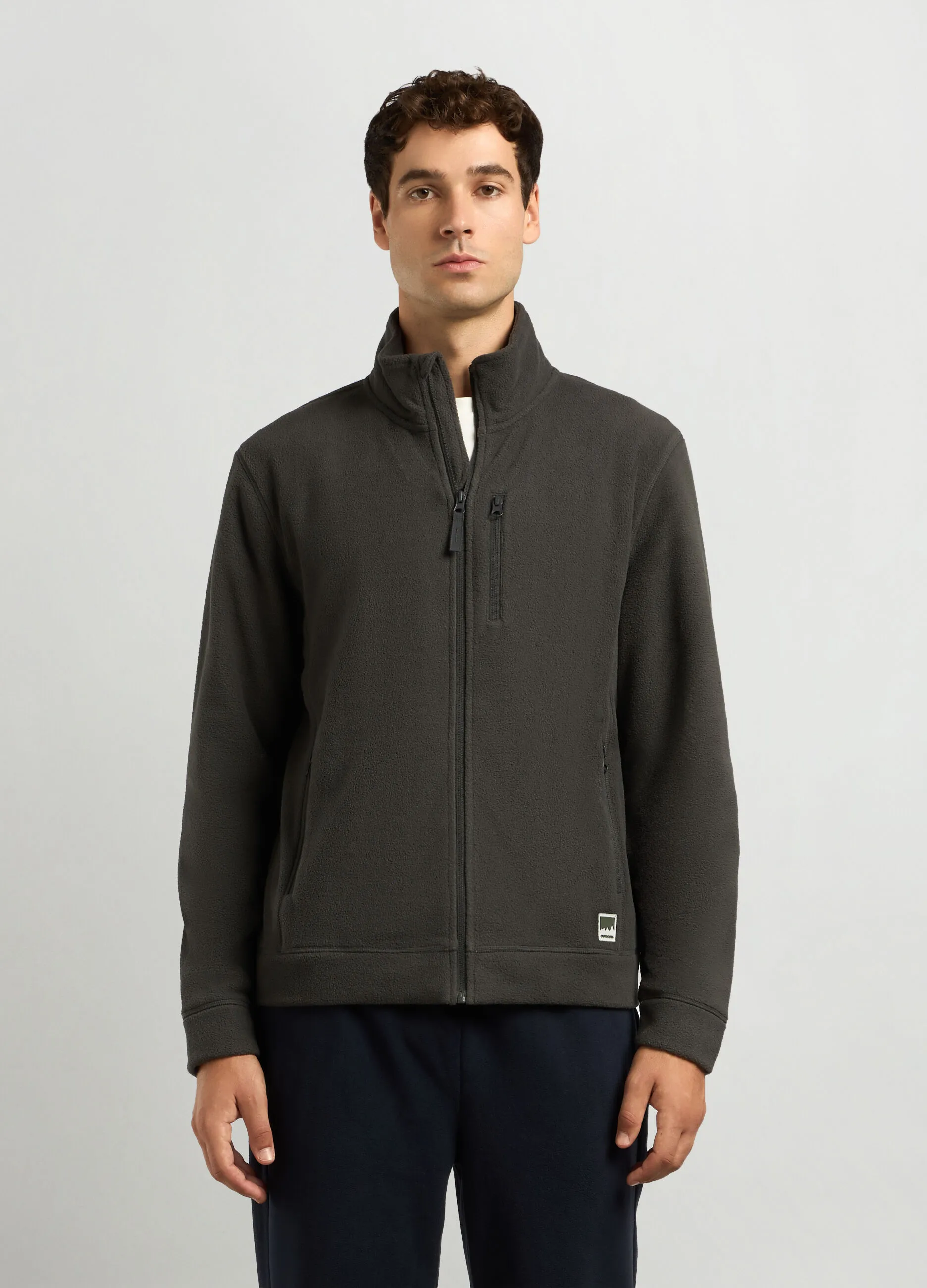 HOLISTIC  Felpa in pile a collo alto full zip uomo
