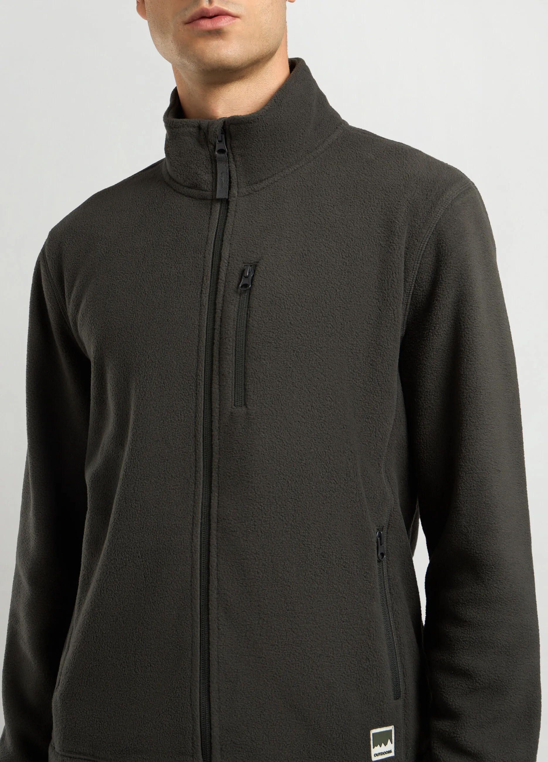 HOLISTIC  Felpa in pile a collo alto full zip uomo