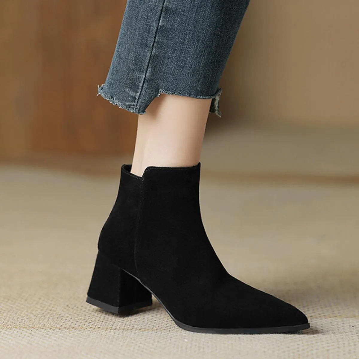 Inverno Donna Tacco medio Stivali Chelsea Scarpe alla caviglia robuste Abito casual Goth Décolleté a punta 2023 Nuove donne di m