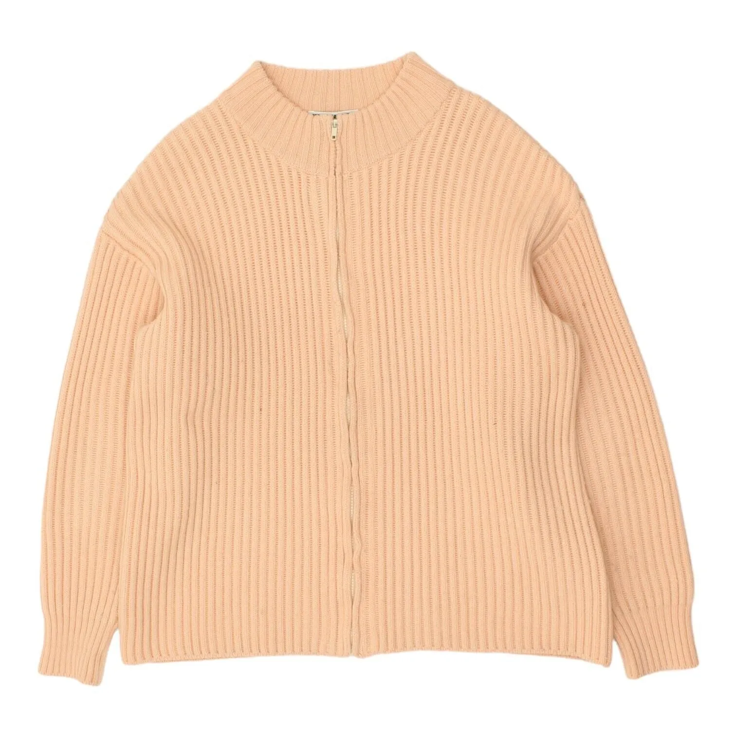 Jil Sander Womens Pink Full Zip Wool Knit Jumper | Vintage Designer Sweater VTG
