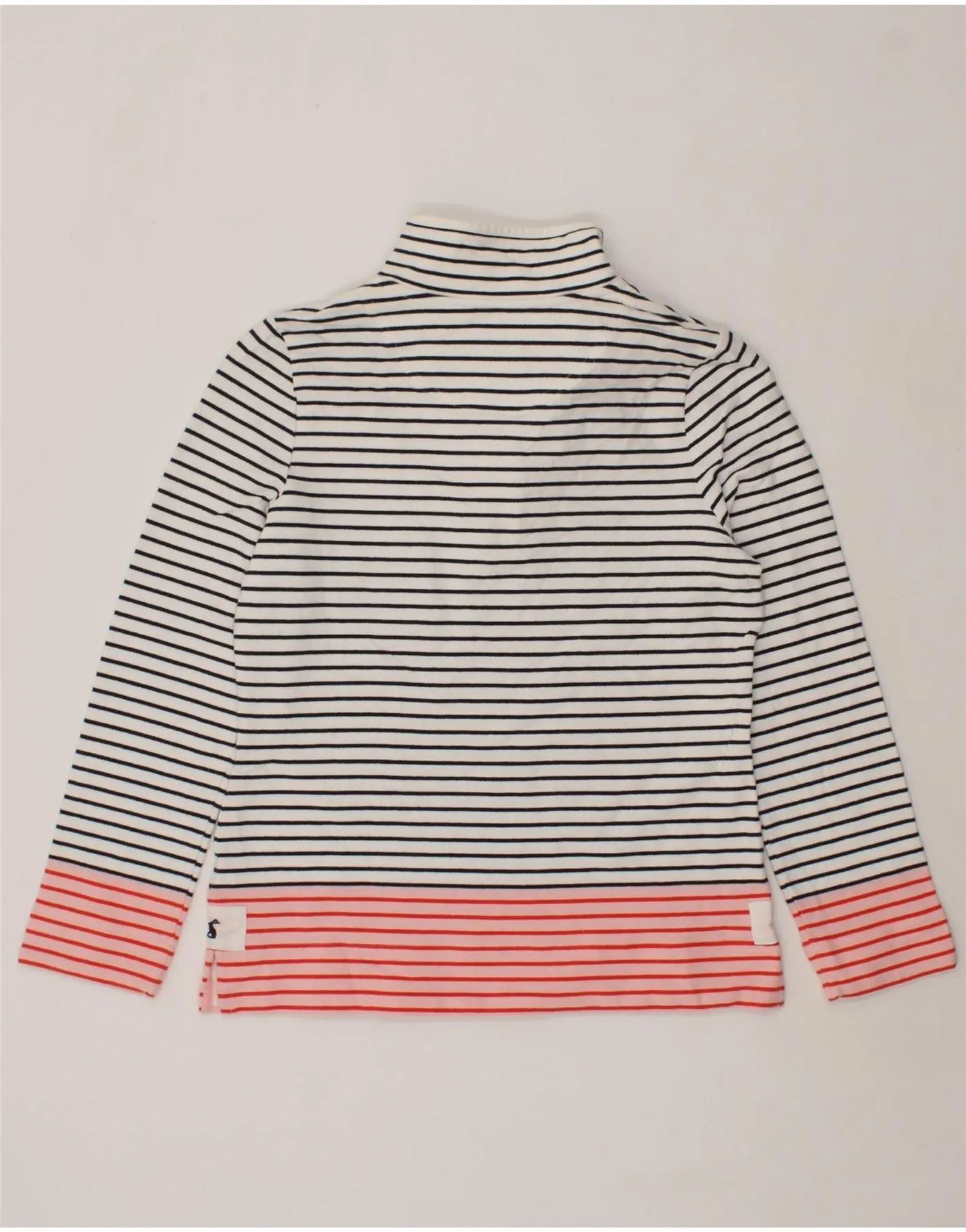 JOULES Womens Button Neck Sweatshirt Jumper UK 12 Medium White Striped