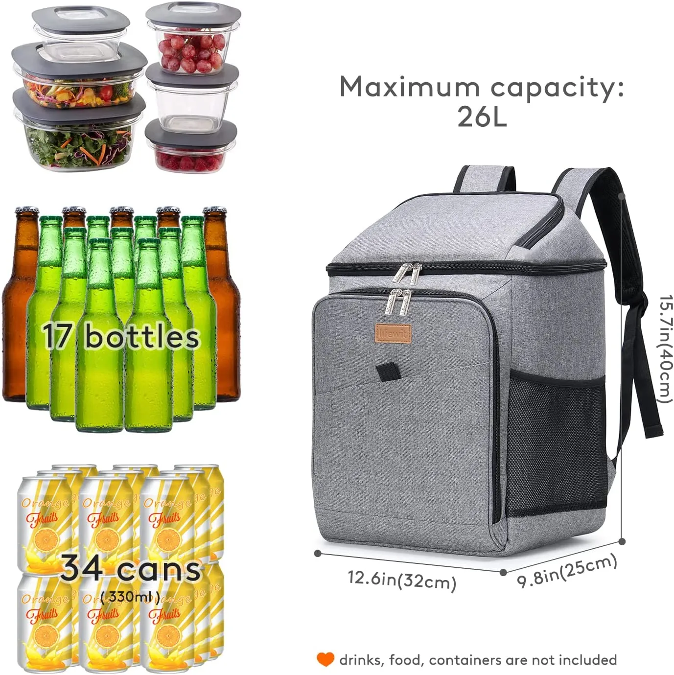 Lifewit 26 Litri Borsa Termica Borsa della Spesa Zaino Termico Porta Pranzo Borsa Frigo Isoterma per Alimenti Mantenere Caldo o 